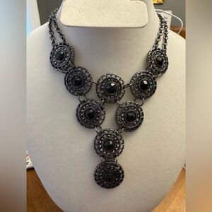 Premier Designs Black and Gunmetal Y Shaped Necklace